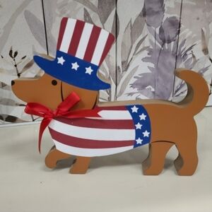 Patriotic Dachshund Dog Ween Doxie Americana 4th Of July Wooden Figure Decor New